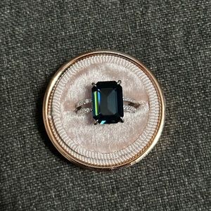 Fragrant Jewels 925 Blue Satin Emerald Cut Ring